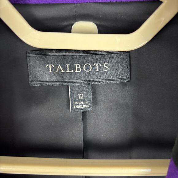 Talbots Purple Wool Blazer 12 Black velvet collar whimsigoth witchy preppy - Picture 8 of 9